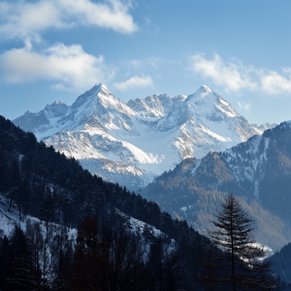 Een berglandschap in de winter